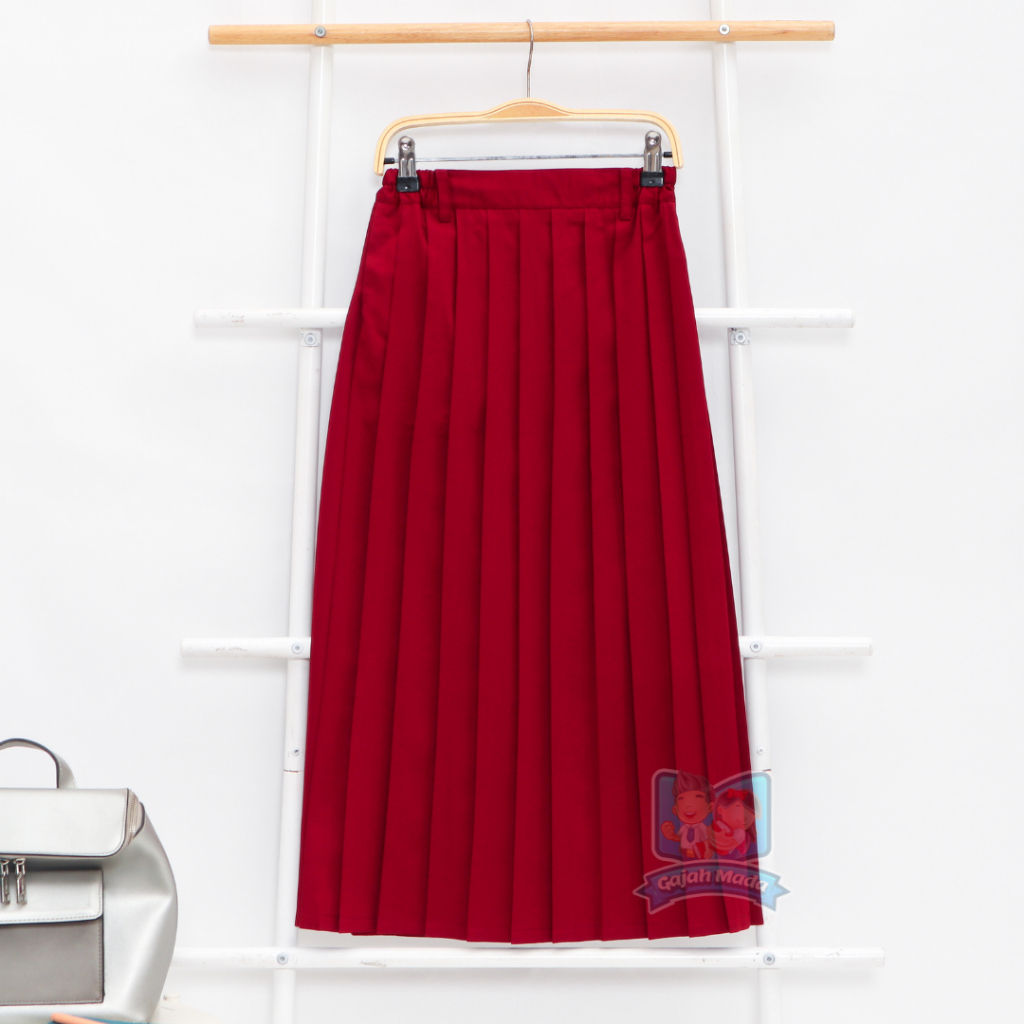 rok merah sd panjang rok rempel full sd seragam sekolah bahan high twist licin