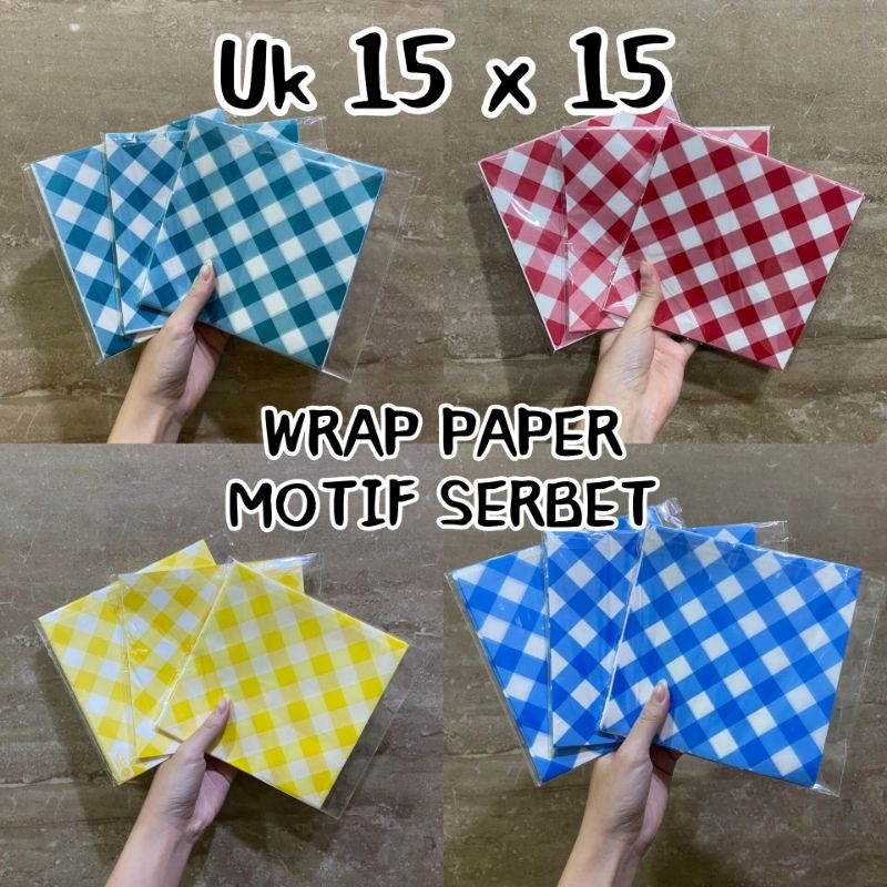 Wrap Paper / Baking Paper Motif KOTAK SERBET uk 15 x 15 cm ~ 50 PCS. LEBIH TEBAL 41 GSM