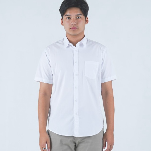 Bisa Cod Benhill Kemeja Pria Basic PolosPendek Katun Poplin Putih 4716134  L