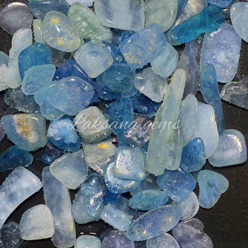 Bahan Batu Aquamarine Super / Natural Lempengan Aquamarine Murmer Hq