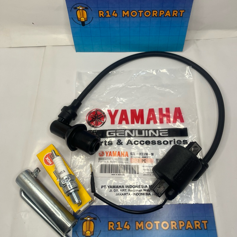 PAKET KOIL STATER BUSI NGK C7HSA TUTUP BUSI + KUNCI BUSI MIO SPORTY MIO SMILE MIO SOUL FINO KARBU 5T