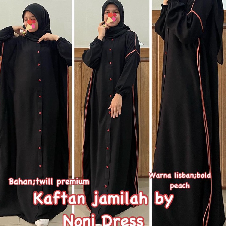 Dijual kakak Daster Arab NONI JAMILAH Maxi Dress Gamis Hitam Kaftan Twill Premium Big Size