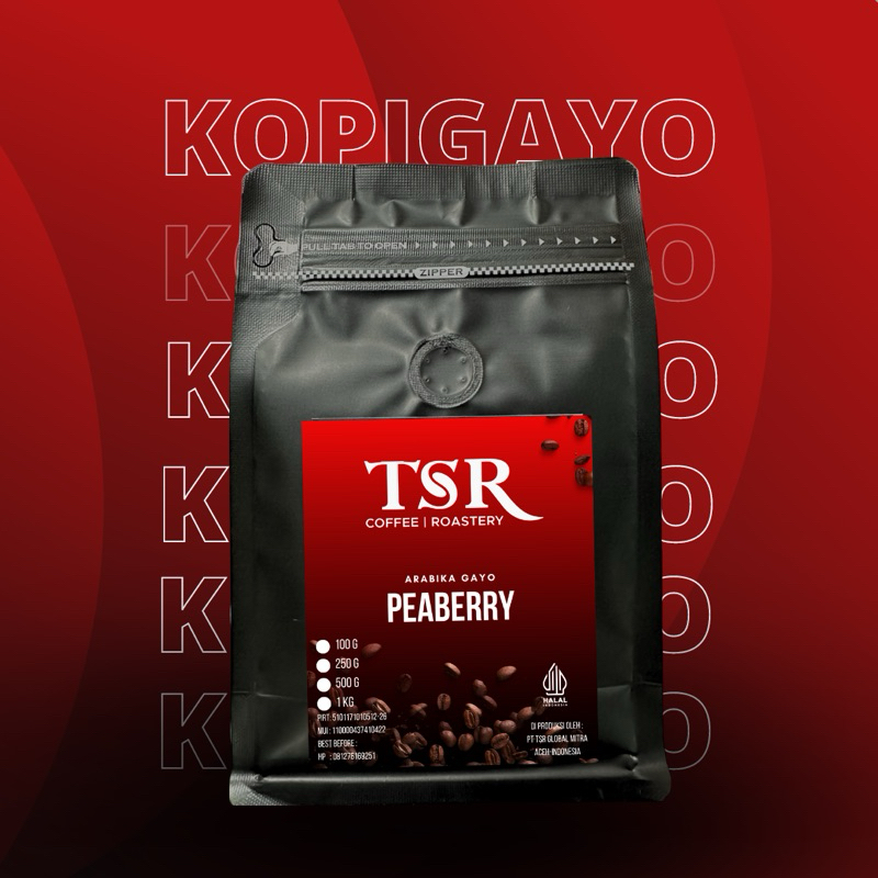 

Kopi arabika Gayo TSR COFFEE Peaberry/kopi lanang 250g