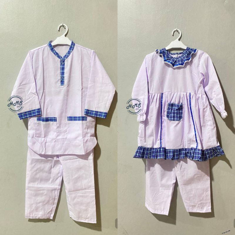 seragam tk/tpq putih kotak biru