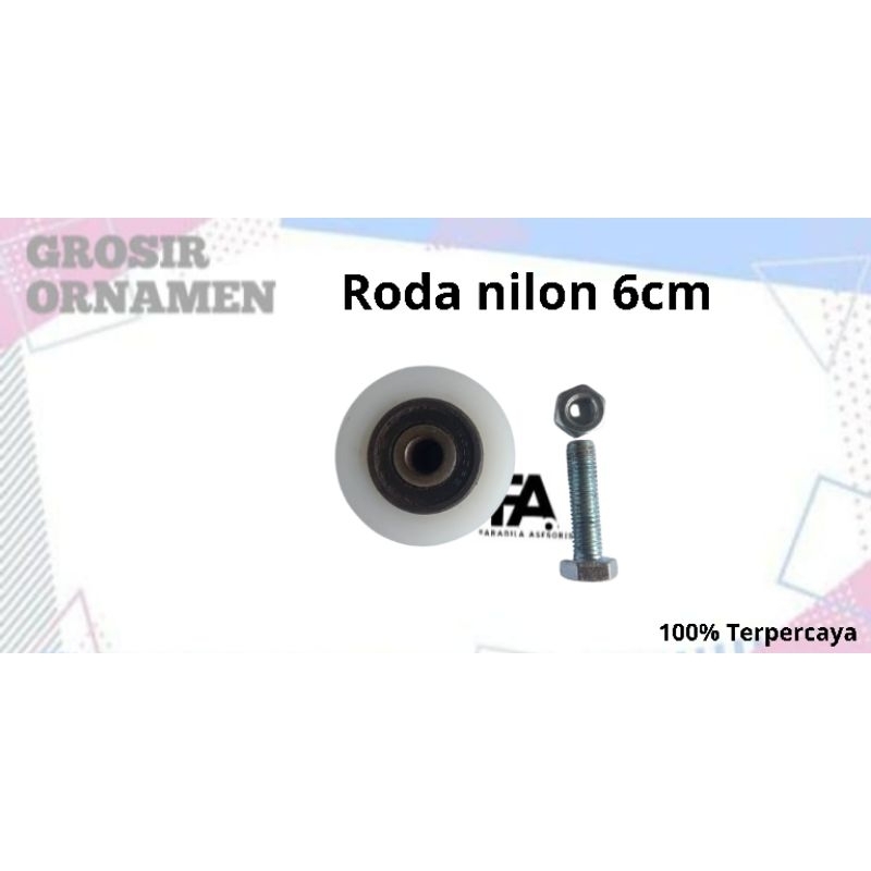Roda nilon 6 cm tanpa rumah roda/roda nilon bearing baut mur tanpa casing