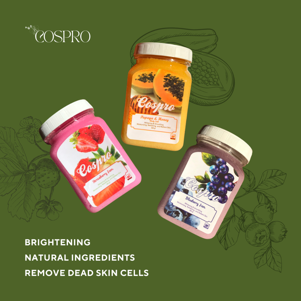 Body Scrub Cospro Body Salt Papaya Honey/Strawberry/Blueberry/Garam Mandi/Lulur Pemutih Badan