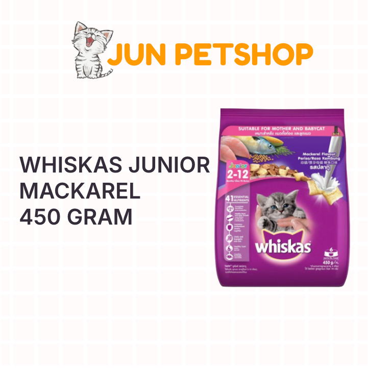 Whiskas Junior Mackerel 450 Gram - Makanan Kucing Kering