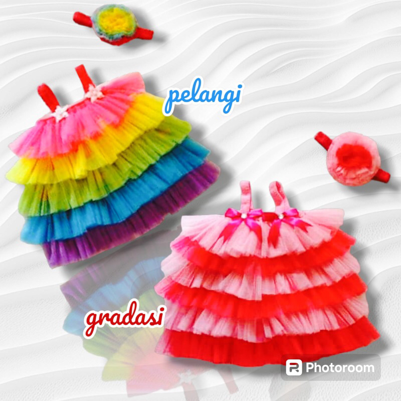 Dres pelangi anak perempuan/dres tutu/dres tile usia baby-8tahun