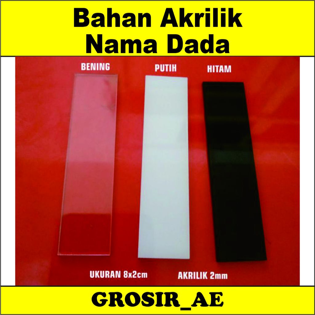 

Akrilik bahan nametag / bahan papan nama 8x2 cm