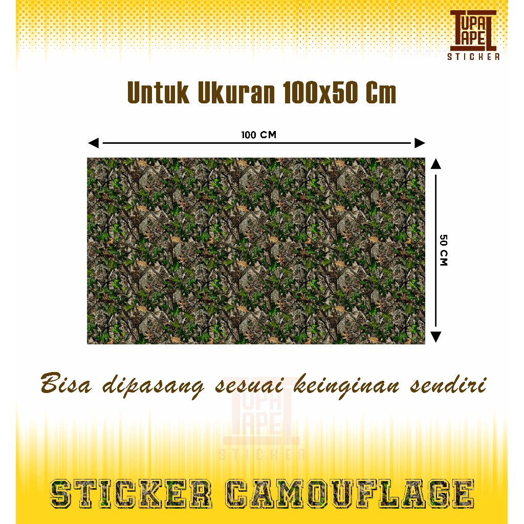 

STIKER CAMOUFLAGE Stiker Penyamaran Motif Khas Alam Uk. 100x50 Cm Murah Berkualitas