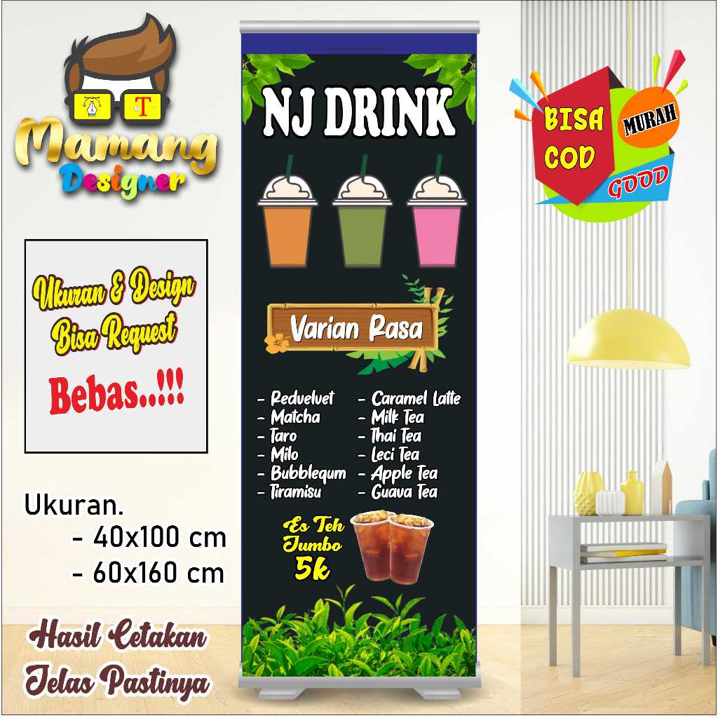 Banner Spanduk MMT Minuman Viral dan Jualan Es Teh Jumbo bb