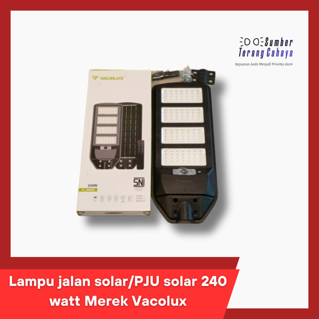 Lampu jalan solar/PJU solar 240 watt Merek Vacolux