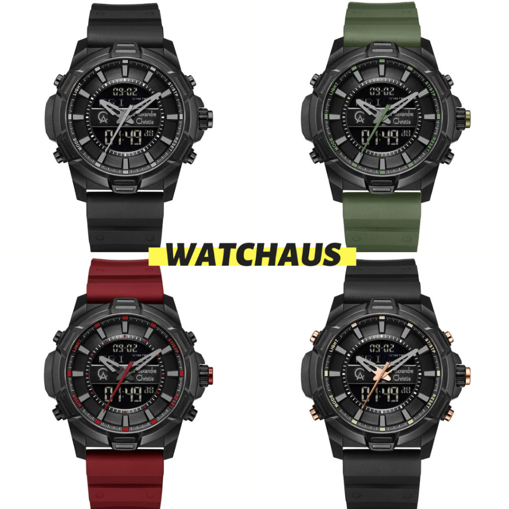 JAM TANGAN PRIA ALEXANDRE CHRISTIE AC9375 AC 9375 MHR DIGITAL ANALOG RUBBER STRAP