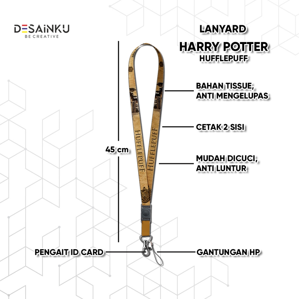 READY STOCK LANYARD HARRY POTTER VERSI HUFFLEPUFF / TALI HP / KARET PODS