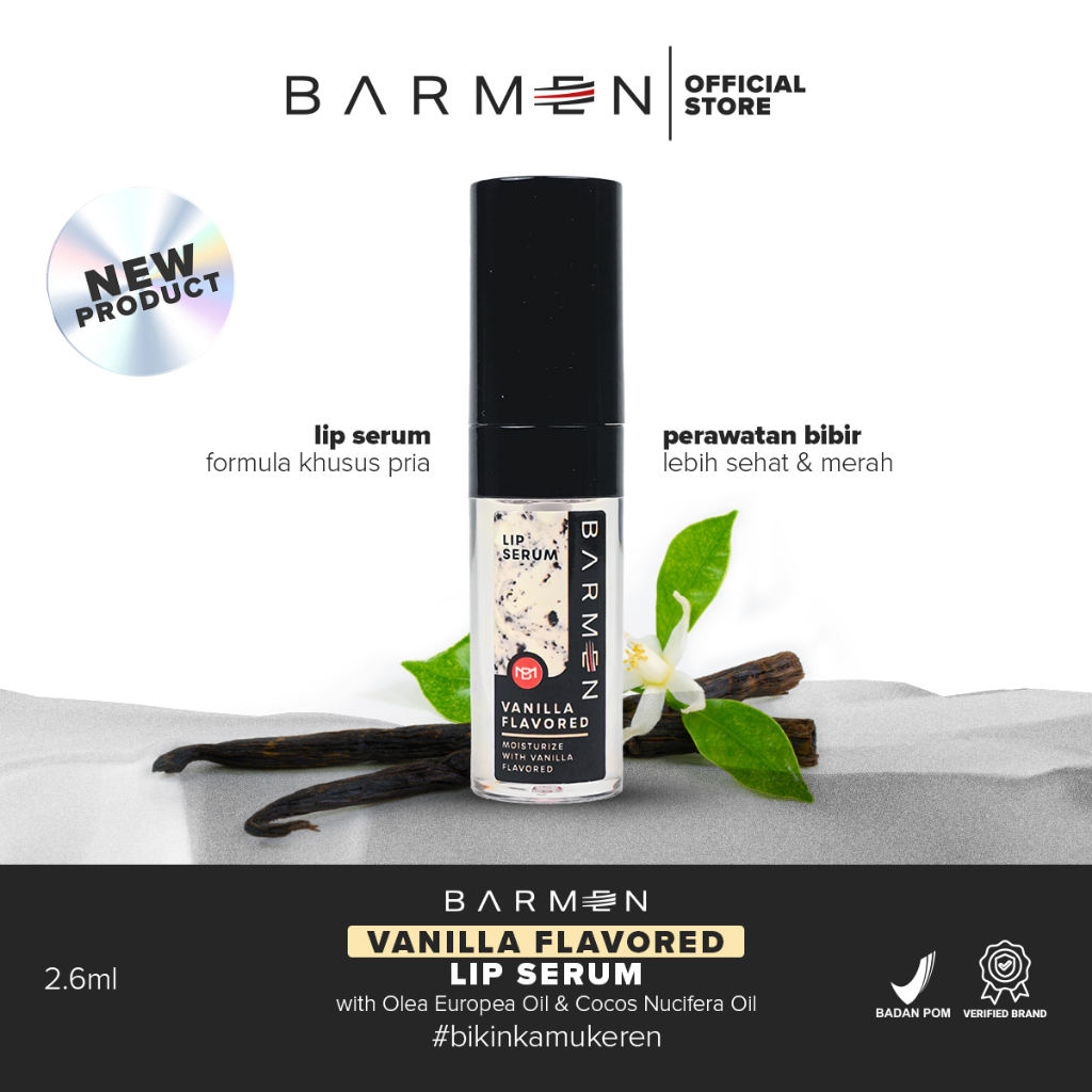 BARMEN Lip Serum Moisturize With Vanilla Flavored - Perawatan Bibir Pria Untuk Bibir Hitam Kering da