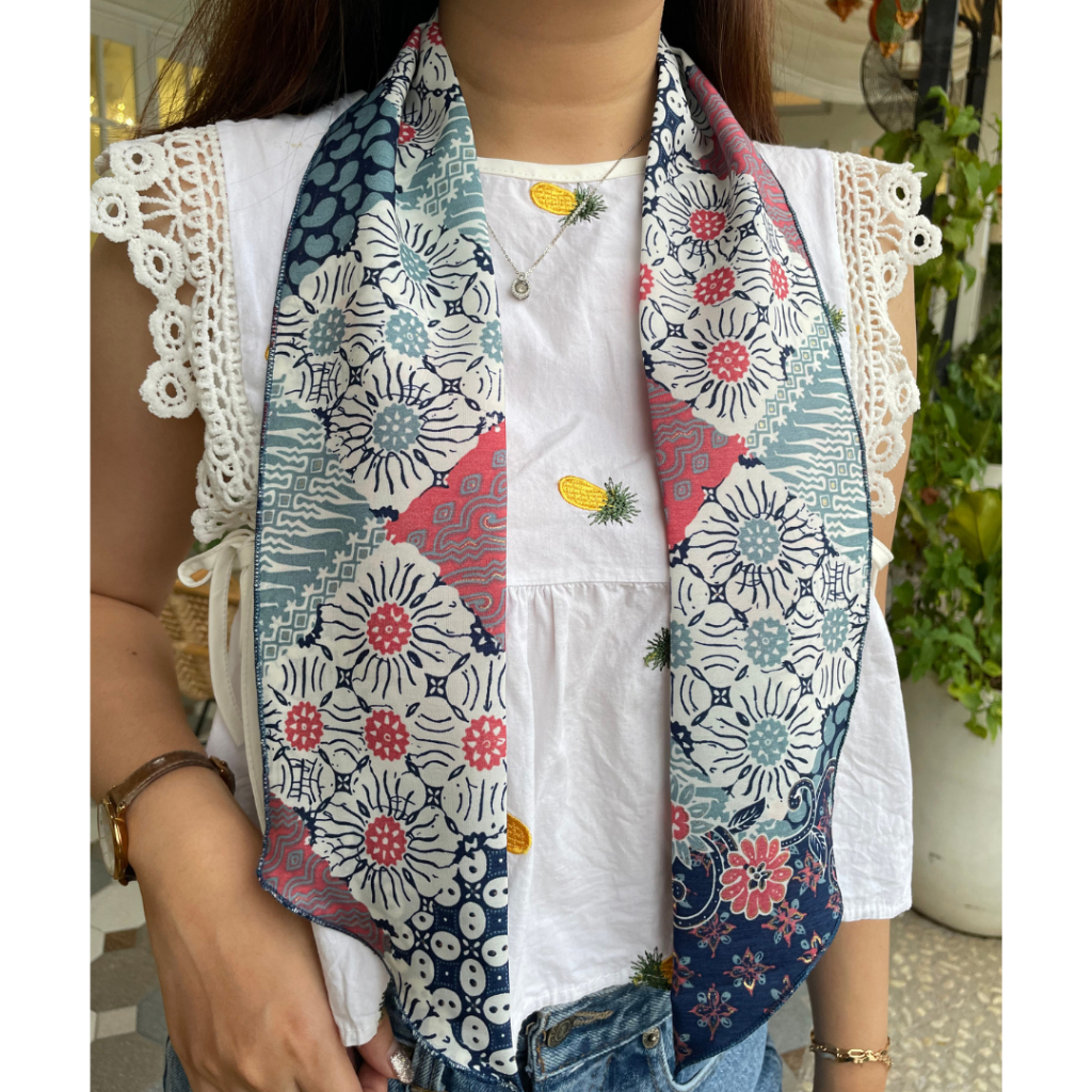 Syal Scarf Batik Dasi / Dasi Biru  / Souvenir Local Unik