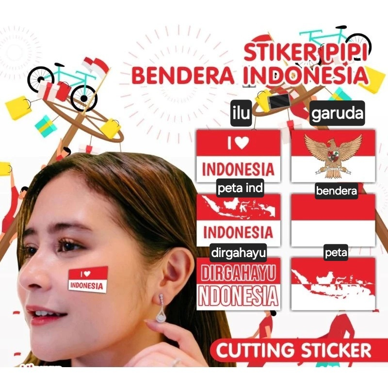 

sticker / stiker pipi bendera indonesia isi 20