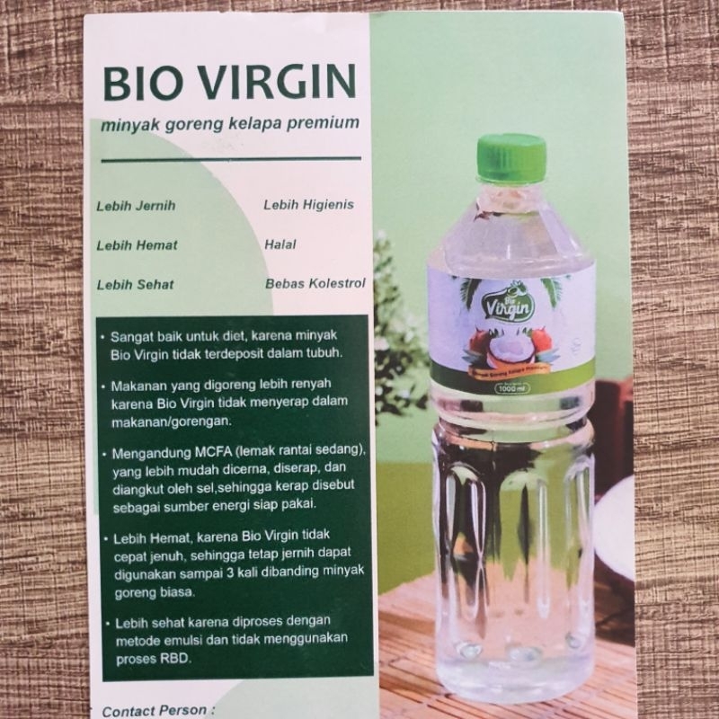 

BIO VIRGIN Minyak goreng kelapa PREMIUM "TANPA PROSES RBD"‼️ (Refined, Bleaching, Deodorizing), masakan lebih sehat, exp Agustus 2026