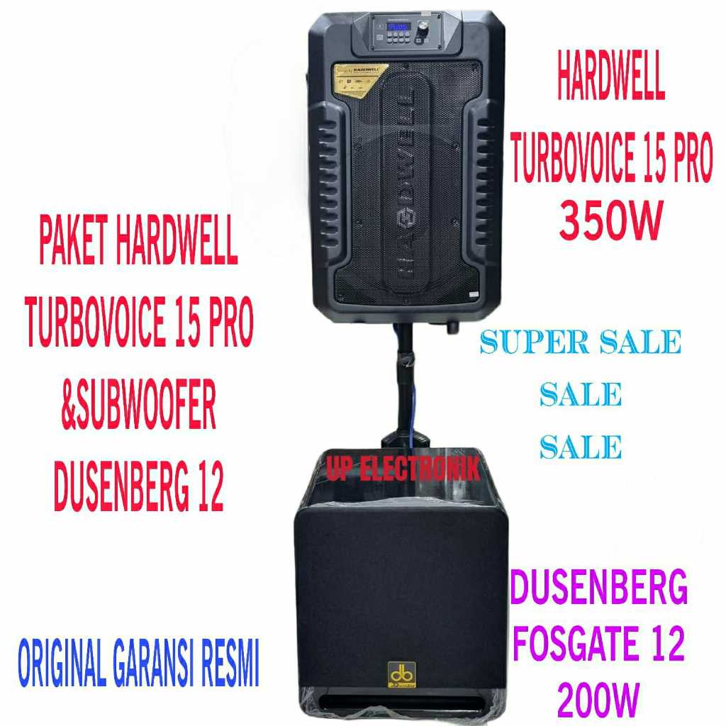 Paket Sound System Speaker Portable 15 Inch Hardwell Turbovoice15Pro+Subwoofer Dusenberg Fostage 12 