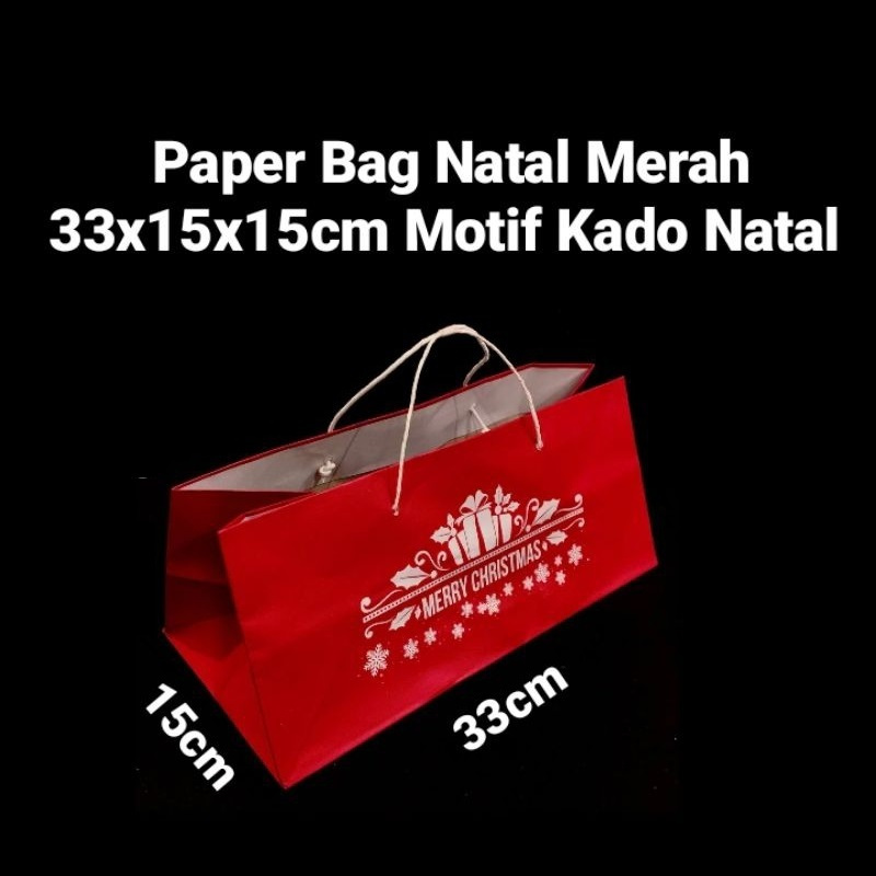 

( 5 pcs ) Tas Jinjing Hampers Kue Natal Paperbag Merry Christmas Ukuran 33x15x15cm Packaging Cake