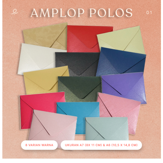 

Amplop polos warna glitter | 8 Varian warna | A7 (8X11 cm) | A6 (10,5 x 14,8 cm) | Jasmine 200 gsm