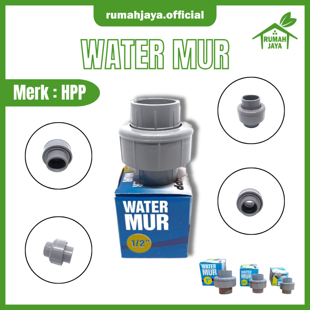 RJO - Watermur / Watermoor Polos Pvc & Drat Luar Pvc 1-1/2-3/4 Inch / Water Mur Pompa Plastik Polos 