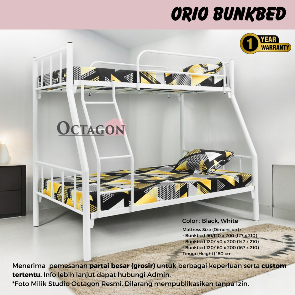 Ranjang Besi Susun Bunkbed Orio 90/120x200