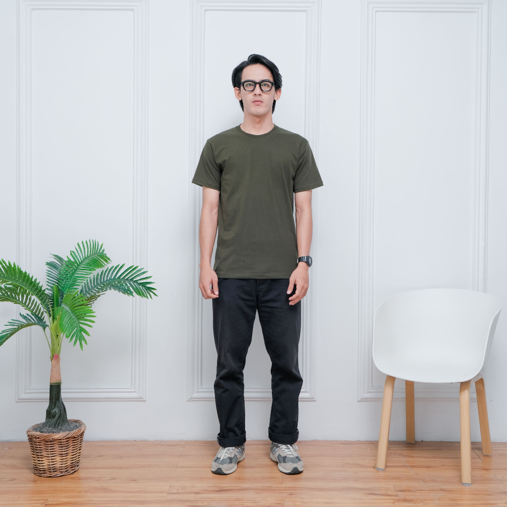 KAOS POLOS CEPRAI COMBED 30S PRIA & WANITA POCKET HIJAU ARMY