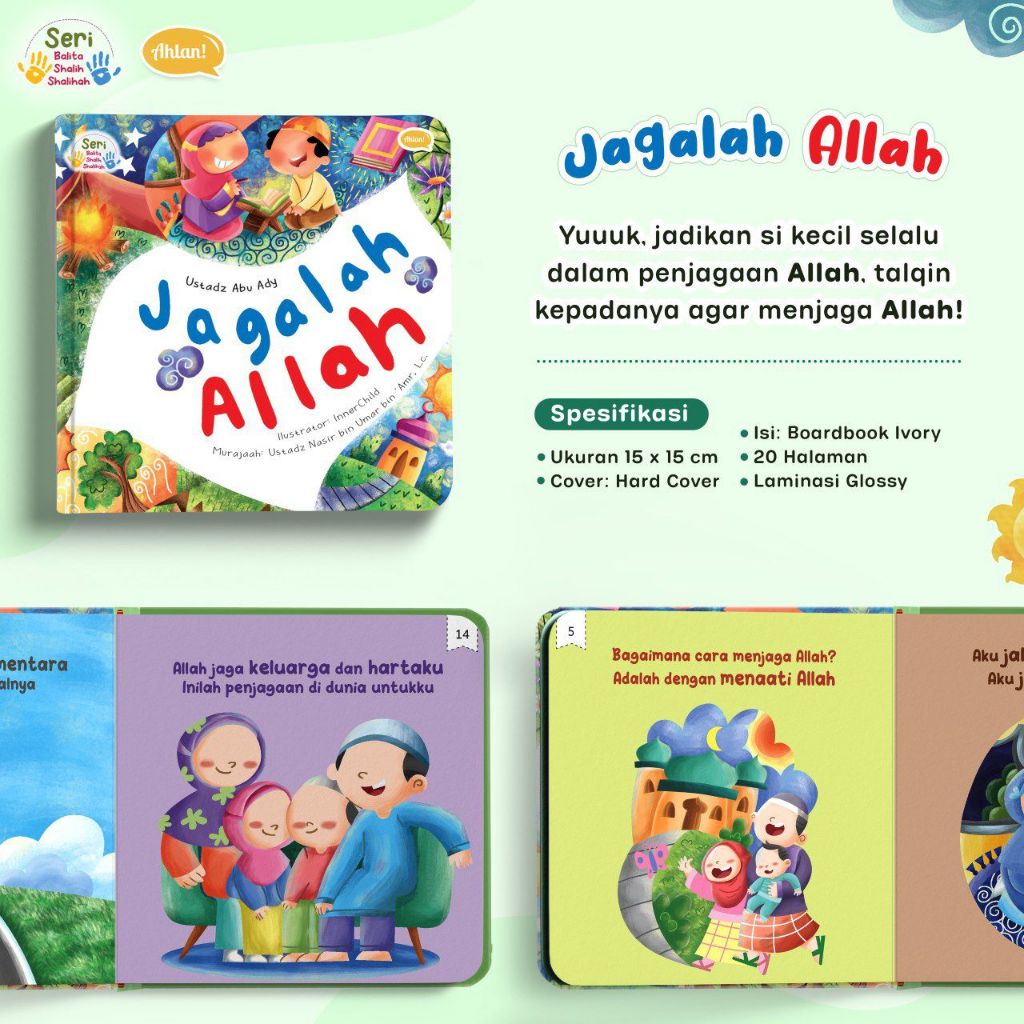 [READY] Ahlan | Jagalah Allah | Boardbook Buku Bacaan Anak Bayi Islam Sunnah Faceless