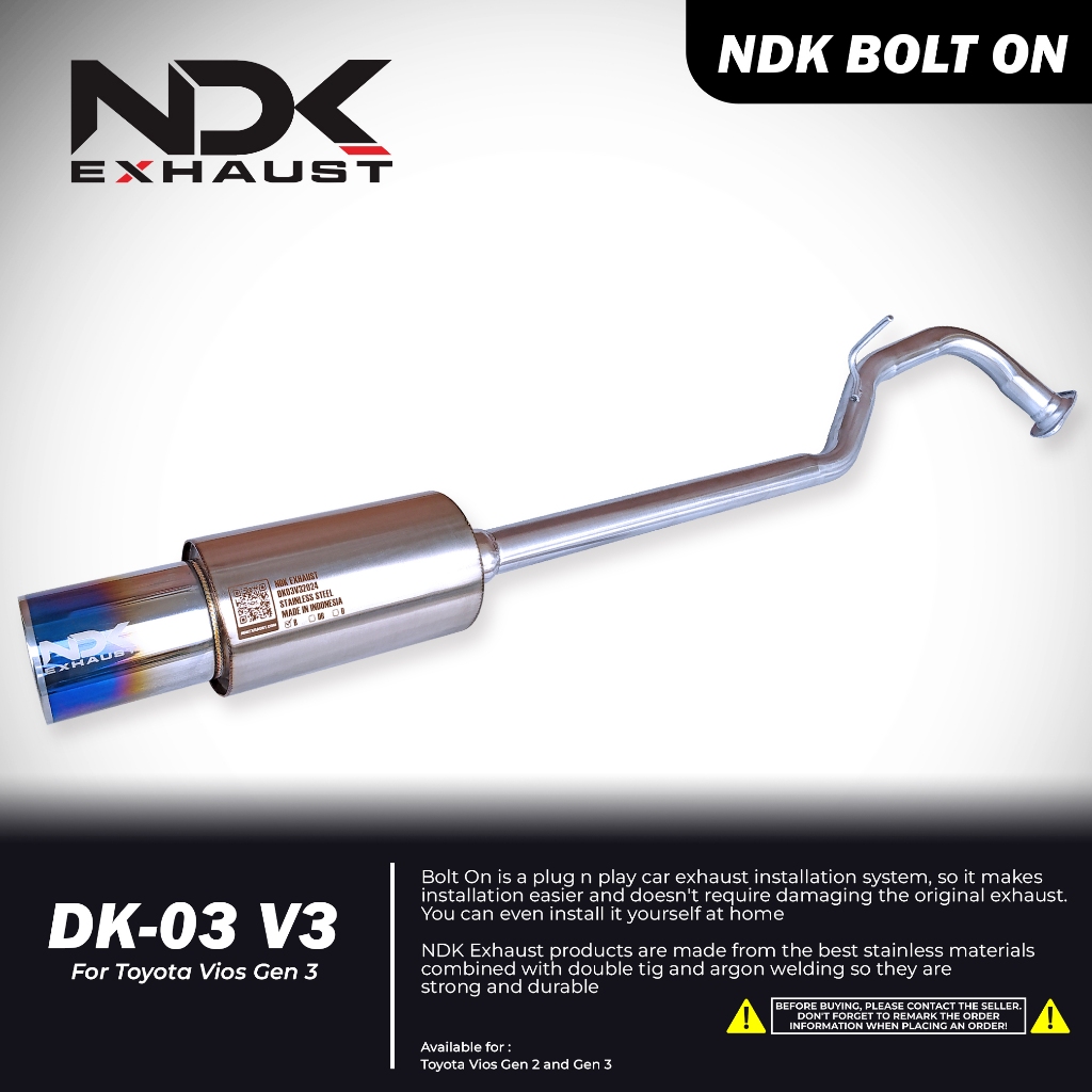 NDK EXHAUST BOLT ON DAN DK-03V3 VIOS  KNALPOT MOBIL RACING