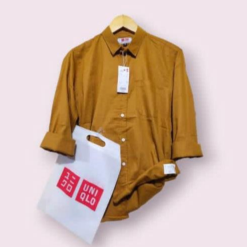 Kemeja Panjang Pria UNIQLO Kemeja Pria Kantoran Slim Baju kemeja Lengan Panjang Abu abu Premium