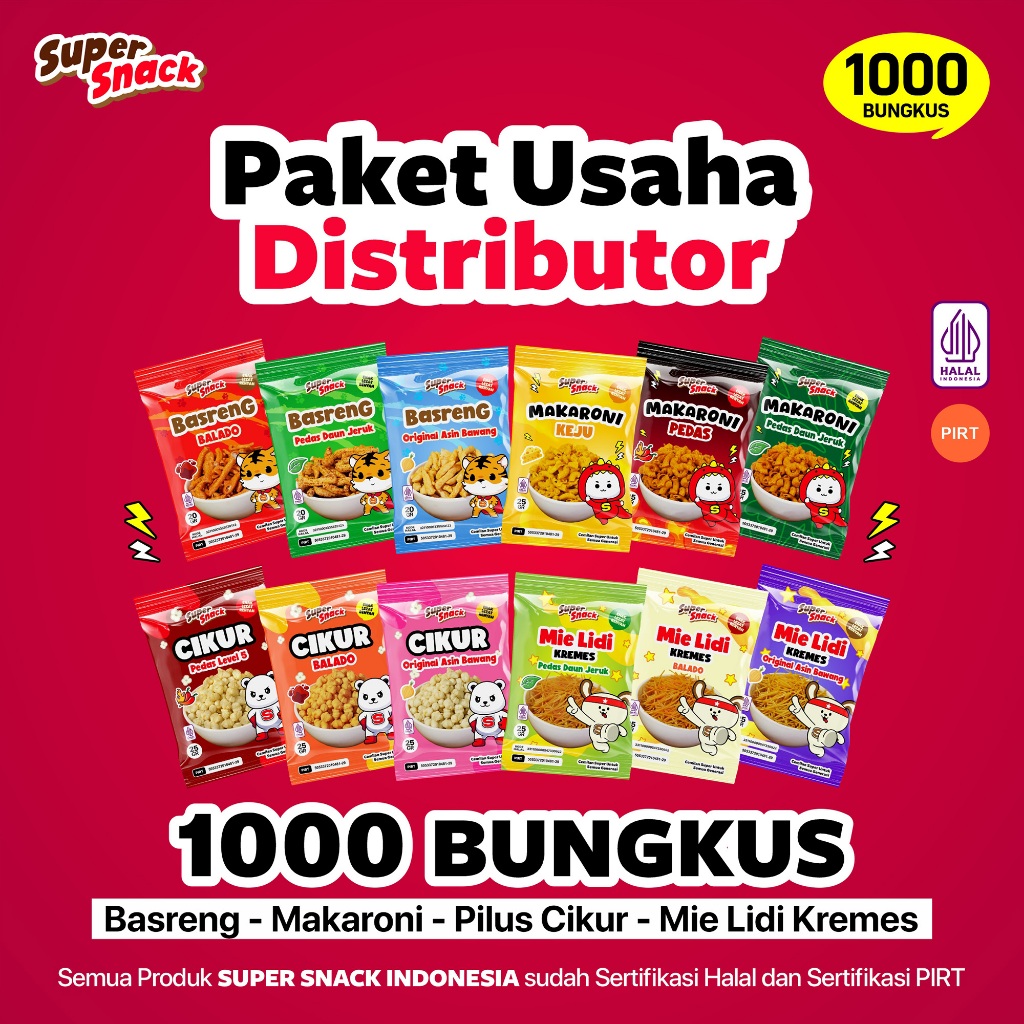 

Paket Usaha Cemilan 1000 Bungkus untuk Distributor Super Snack