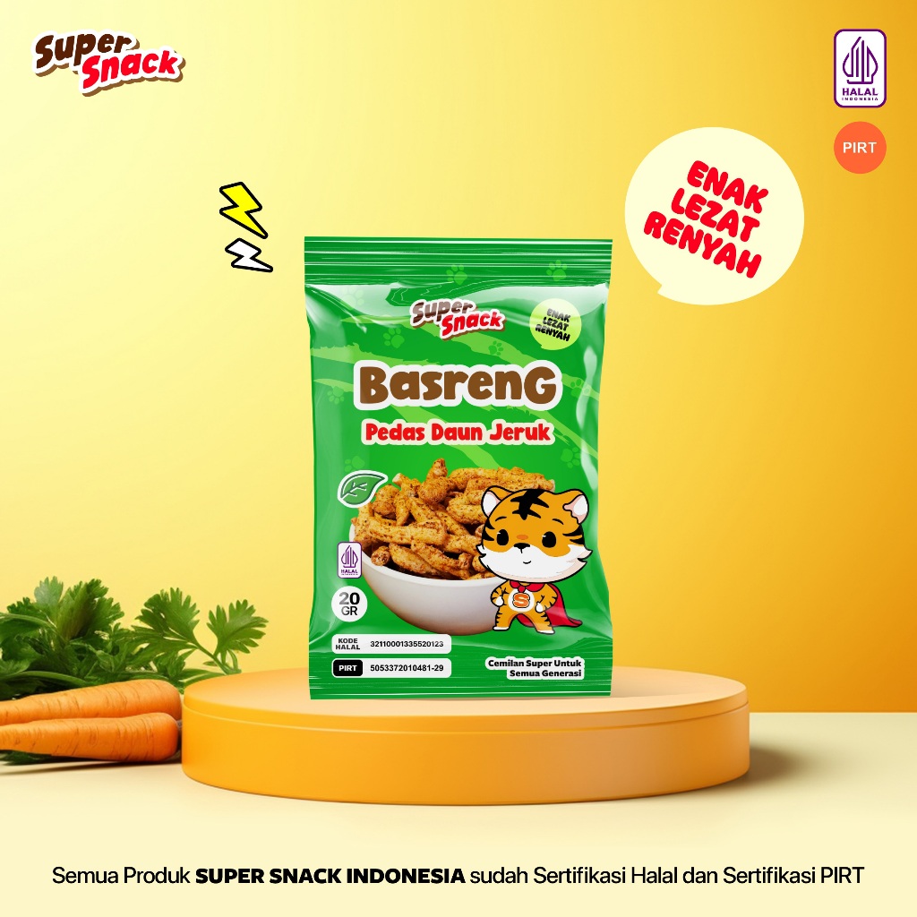 

SUPER SNACK Basreng Rasa Pedas Daun Jeruk 20gr Cemilan