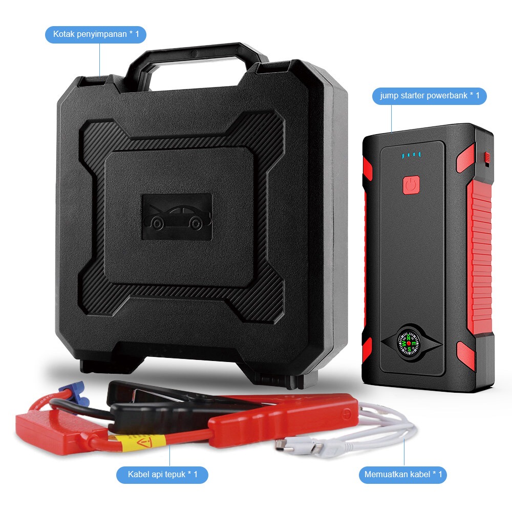 Jumper Mobil 12V 298000mAh Jumper Aki Mobil Kabel Jumper Booster Jamper Starter Aki Dan Pompa Charge