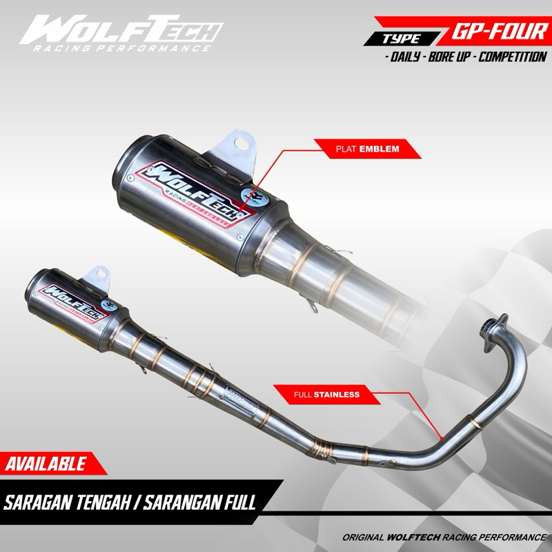 Knalpot Fullsystem MX King type roadrace Original Wolf Tech Racing