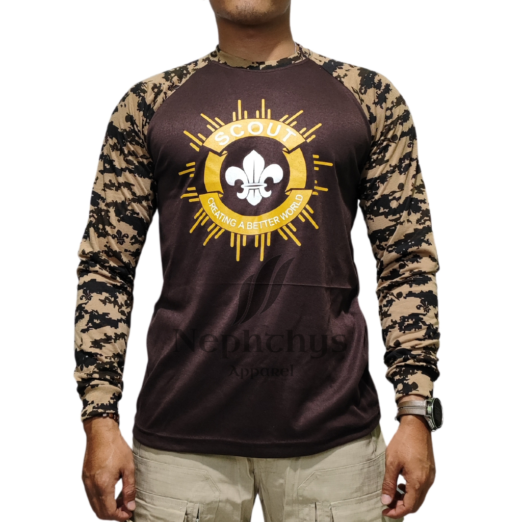 Kaos Pramuka scout creating a better world Raglan loreng panjang