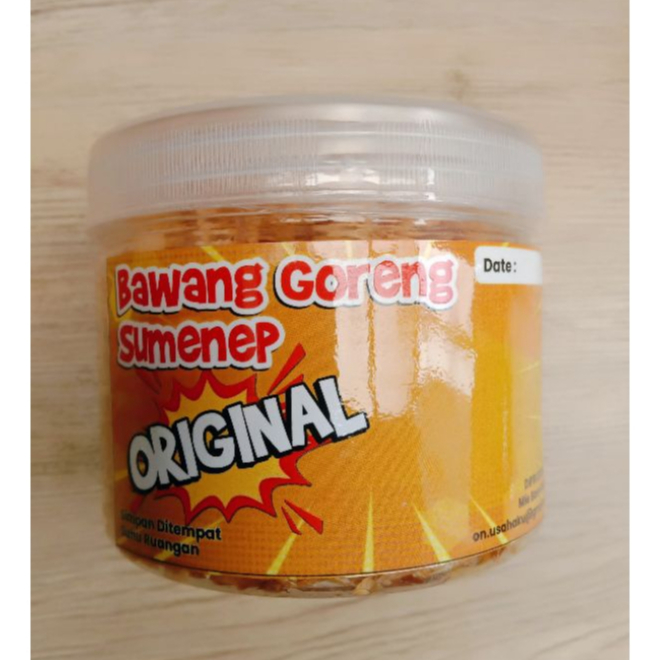 

Bawang goreng asli sumenep tanpa campuran bahan lain.