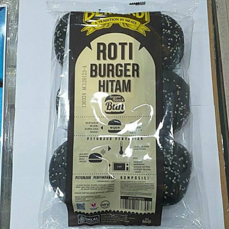 

roti burger Bernardi wijen hitam isi 6