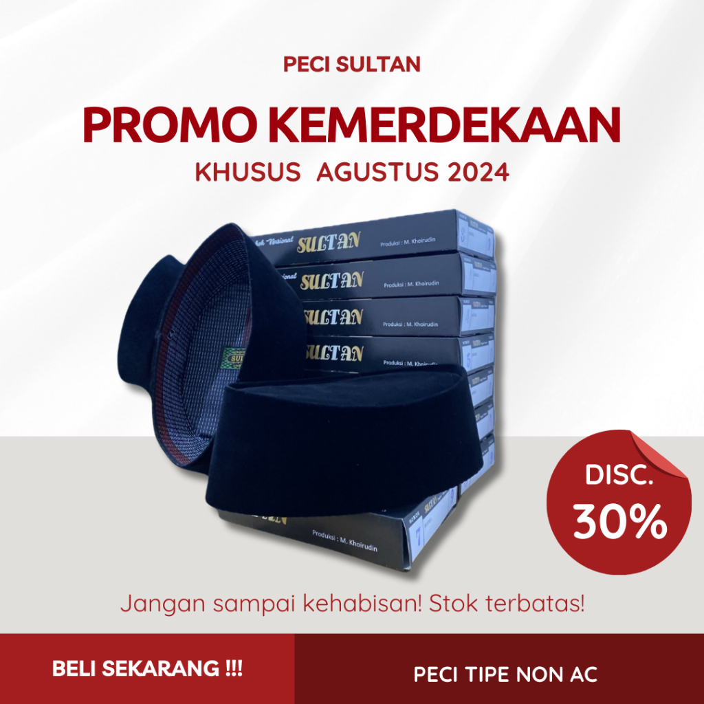 PECI SONGKOK SULTAN POLOS HITAM DEWASA