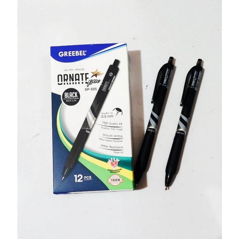 

(12 pcs) GREEBEL ORNATE GP-505 KETEBALAN 0,5 TINTA HITAM