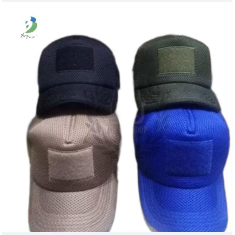 Topi Velcro Jaring  Hitam Distro Tan Gurun Coklat-Topi pria Army TNI Ad -topi perekat tactikal Topi 