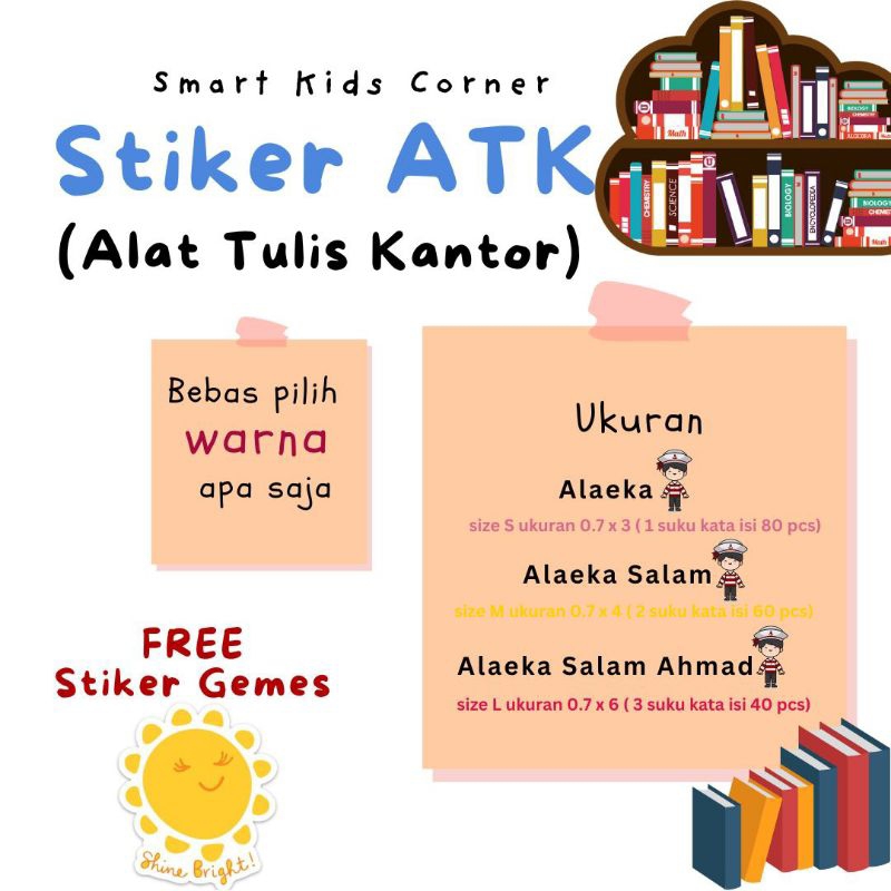 

Stiker Label ATK, Label ATK, Pensil, Pulpen, Buku, SEKOLAH dll. 1 Set // Waterproof //ALAEKA SALAM