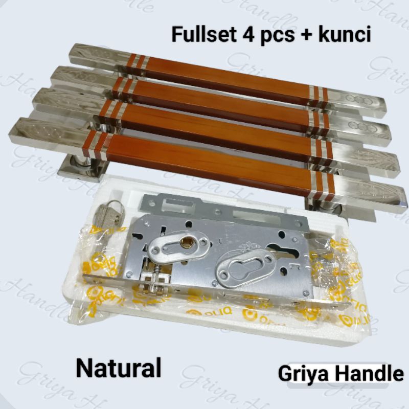 (4 biji) Handle pintu rumah minimalis warna natural set kunci/Gagang pintu rumah 2/Tarikan pintu kam