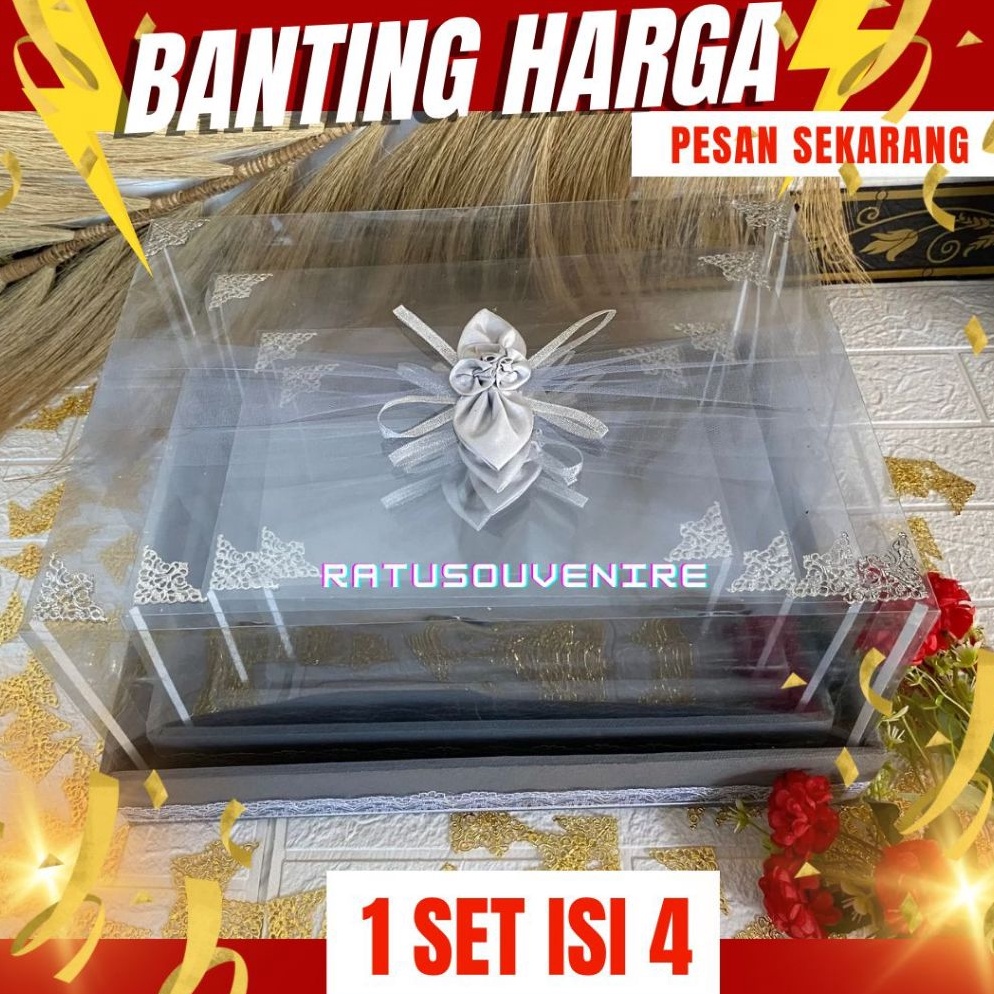 

Hemat Keras Kotak Seserahan Pernikahan Set Lengkap isi 4 Box Hantaran Parcel Mika Unik Kekinian