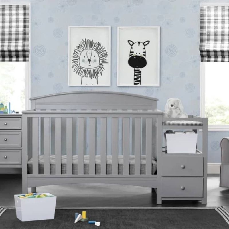 Baby box furniture cat duco, Ranjang bayi warna abu, Box bayi dan lemari penyimpanan,