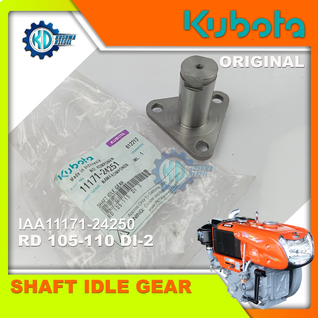 SHAFT IDLE GEAR RD 105-110 DI-2 - AS GER IDEL - SPAREPART DIESEL KUBOTA - ORIGINAL - TERLENGKAP - MU