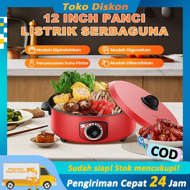 Panci Listrik Serbaguna 12 Inch Terlaris - Panci Listrik Besar, Elektrik Fry Pan, Wajan Listrik deng