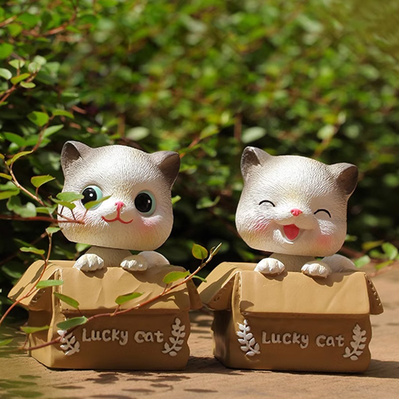 Lucky Cat Kucing Kepala Goyang Pajangan Ornamen Kucing Yang Disimulasikan Pajangan Dashboard Mobil