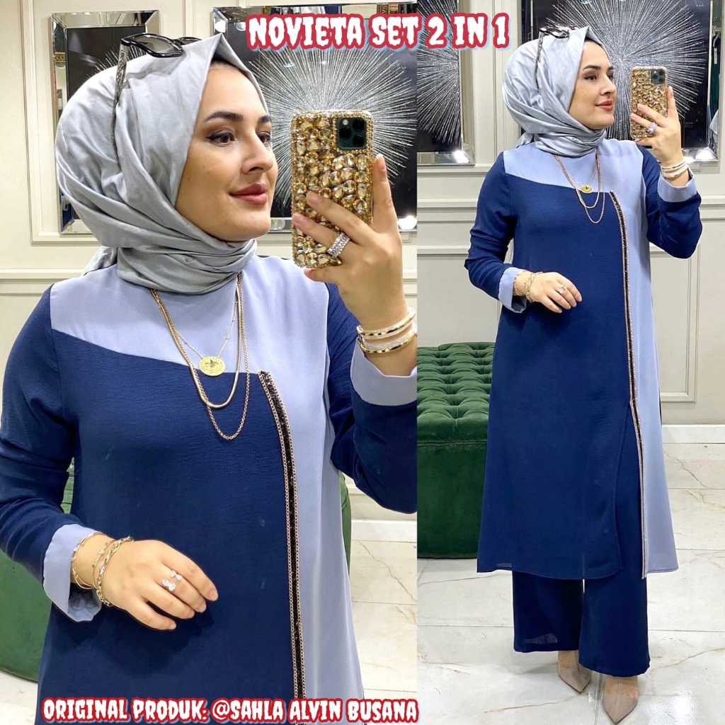 NOPITA SET CRINGKLE 2IN1 // SETELAN WANITA MODEL TERBARU // MIDI DRESS SET CELANA KULOT