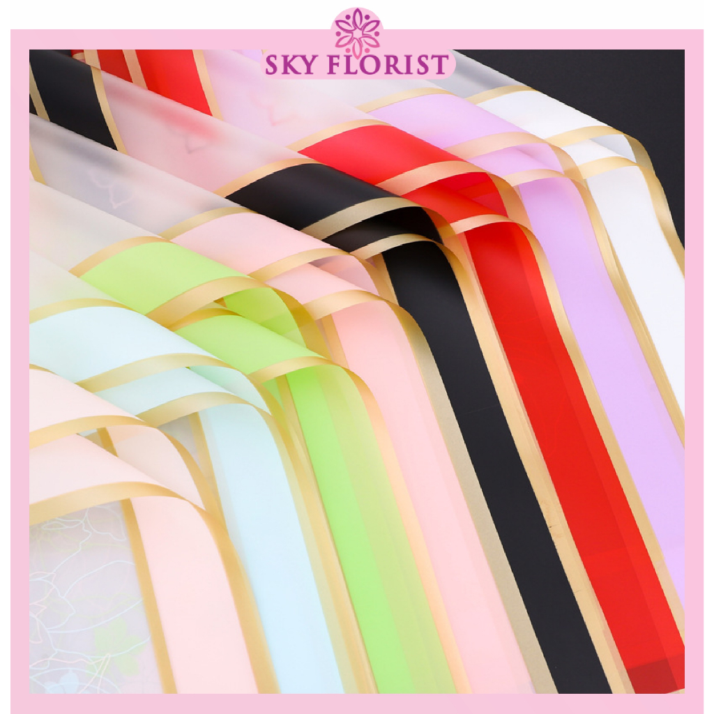 

20 Lembar Kertas Bunga List Gold Flower Wrapping Cellophane Paper Untuk Buket Bucket Bunga Florist KB6270